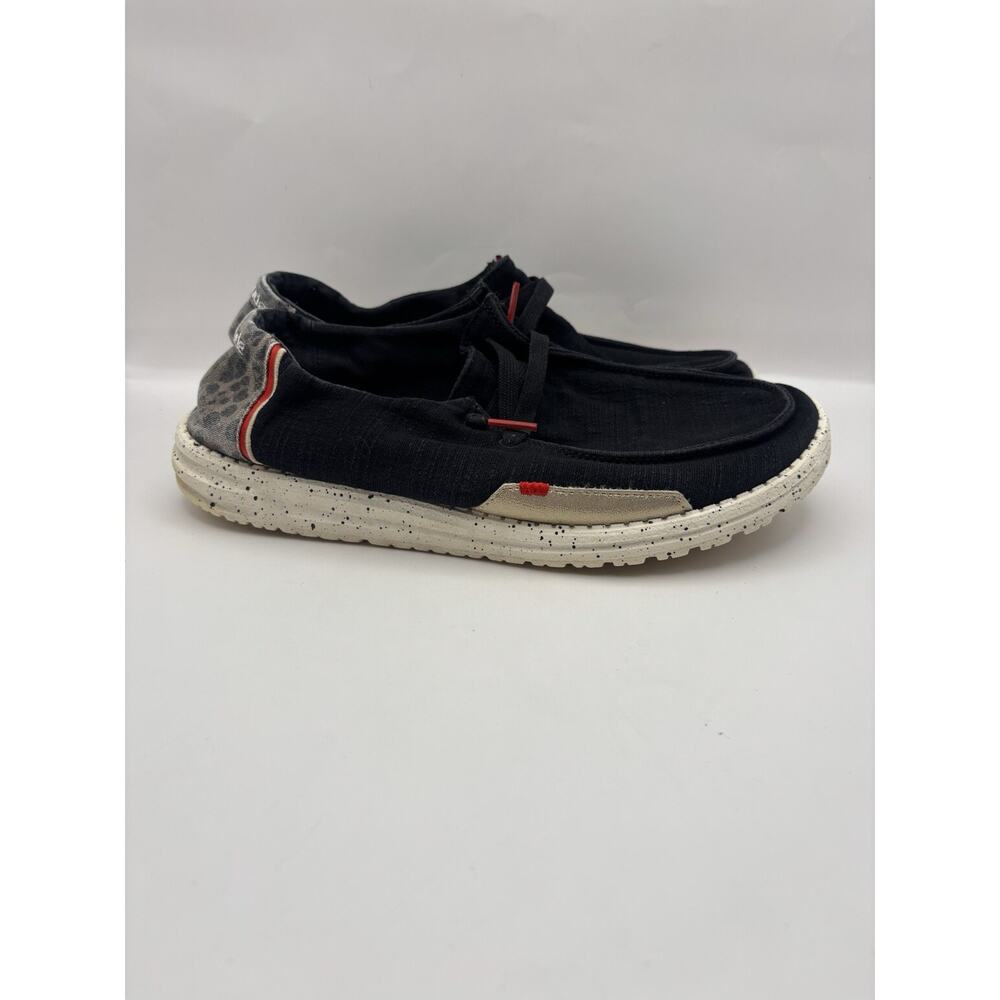Hey Dude Wendy Sparkle Animal Print Black Slip On Shoes Women Size 10
